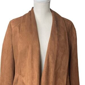 V Cristina Faux Suede Open Brown Blazer Size Large
